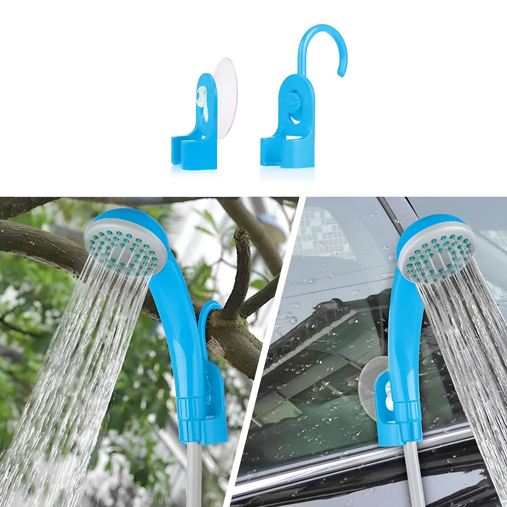 Portable USB wireless vehicle shower with blue lithium battery and water hose