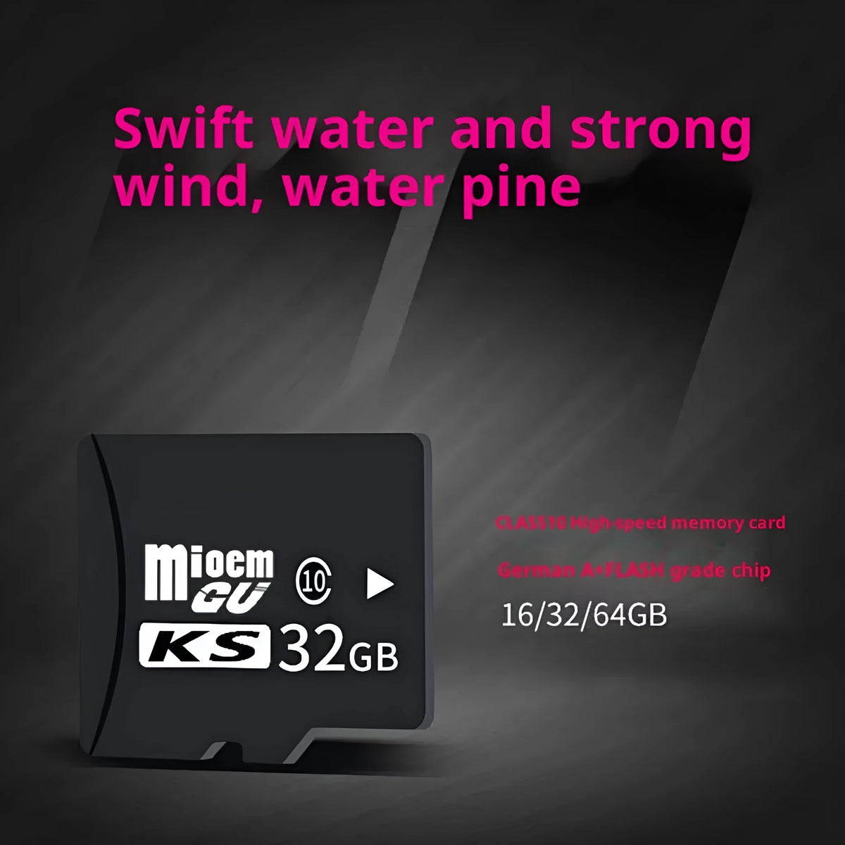 32GB C10 high-speed black TF memory card with 15x11x1mm dimensions