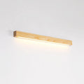 Modern walnut-coloured log strip wall lamp in three sizes on a white wall.