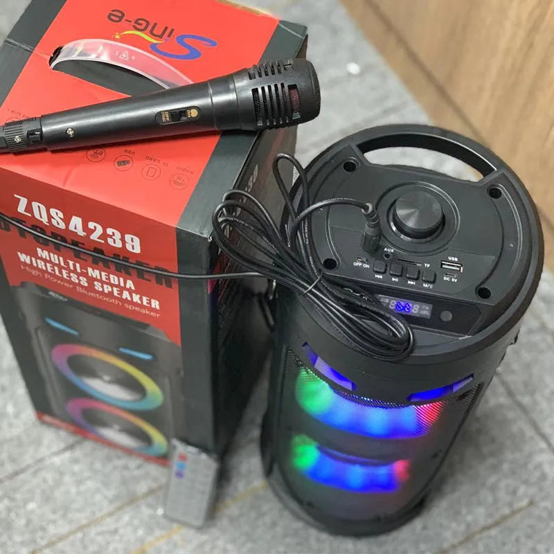 Black dual horn cannon Bluetooth speaker with USB charging port and SD card slot