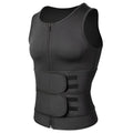 Men sweat vest sauna suit – high collar long sleeve super slim waist trainer in black for weight loss