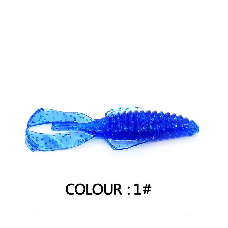 PVC soft bait fishing lure in various colours showing 8cm and 12cm size options