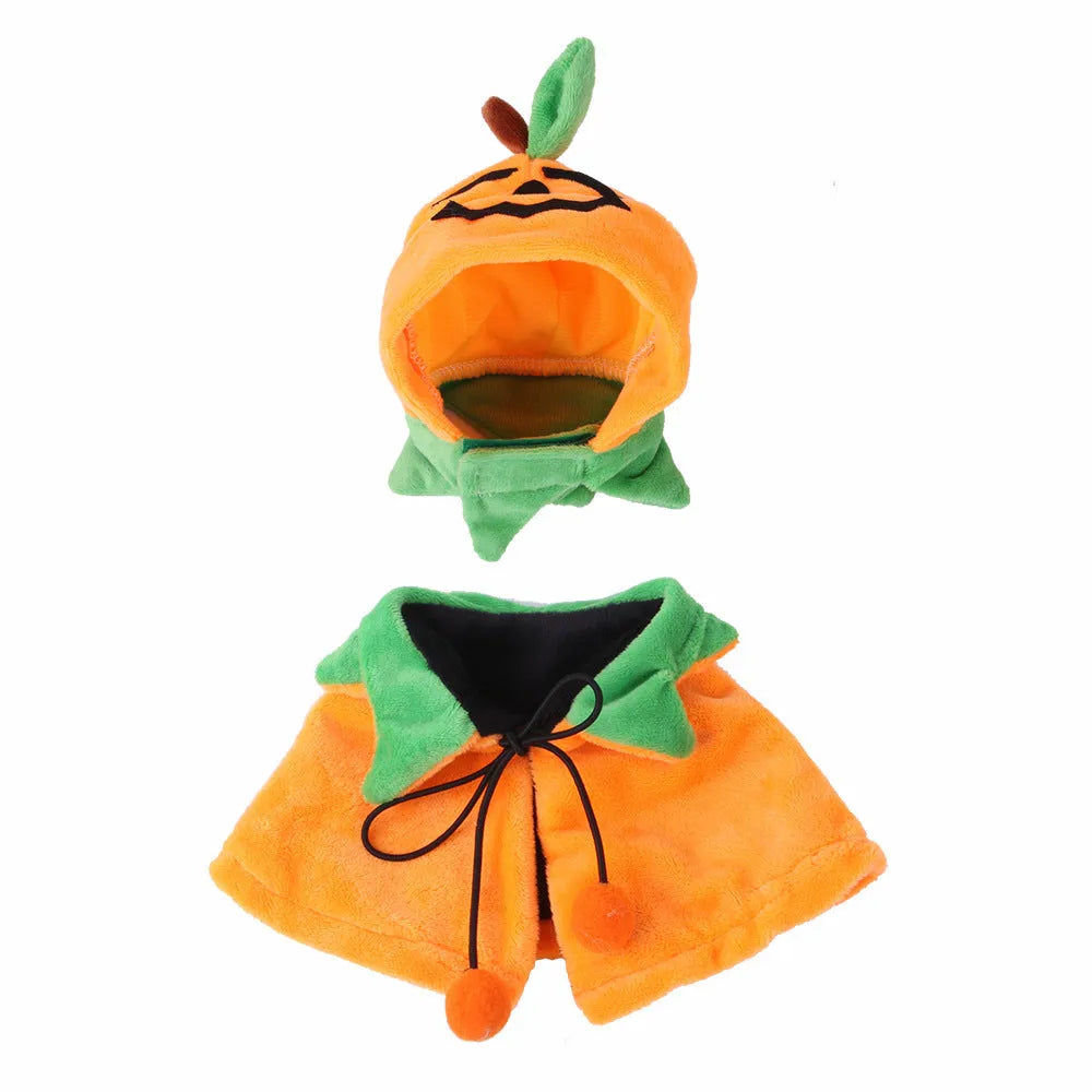 Reversible plush Halloween cloak costume for pets in pumpkin colours with size options