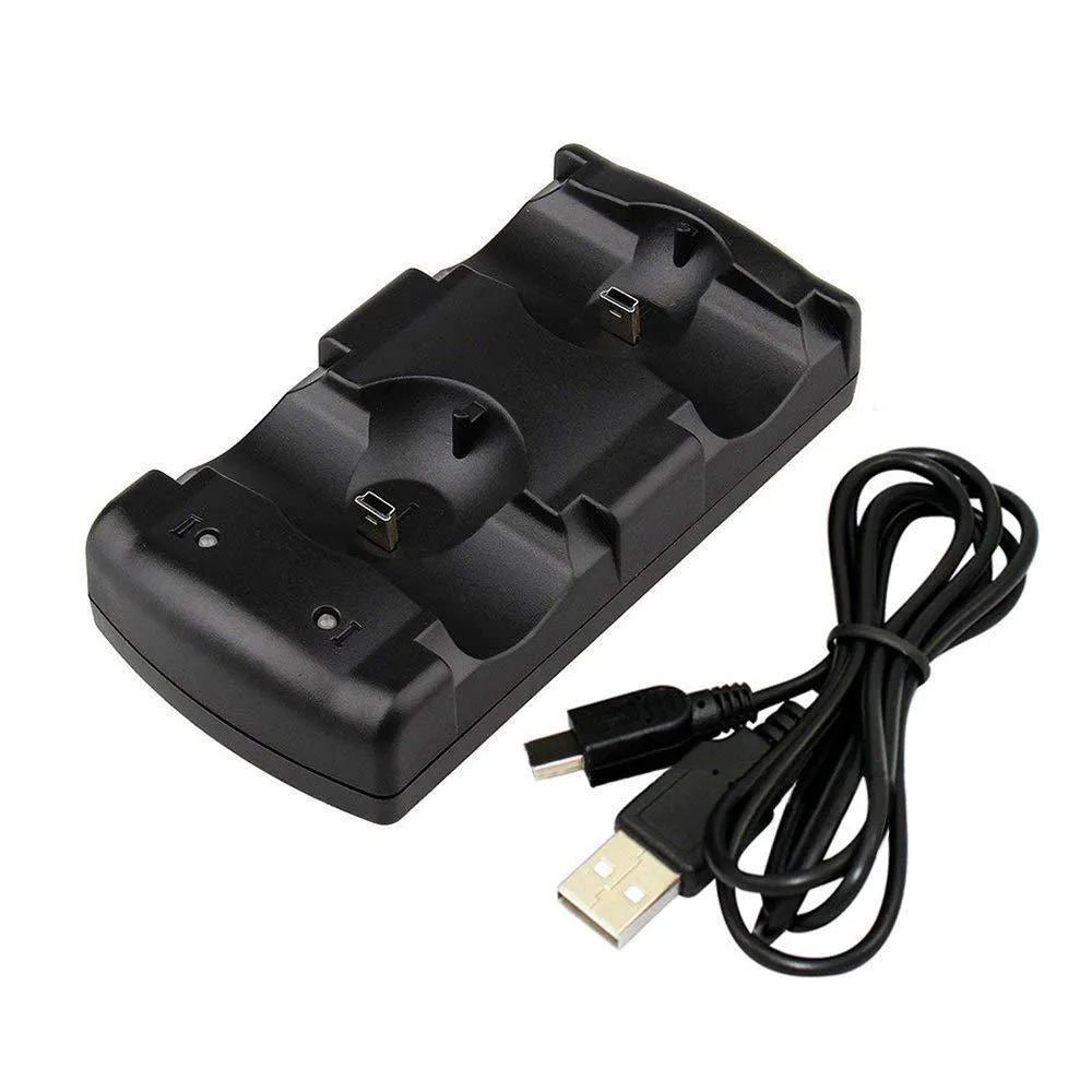 Black PS3 dual charger with charging stand for two PlayStation 3 controllers