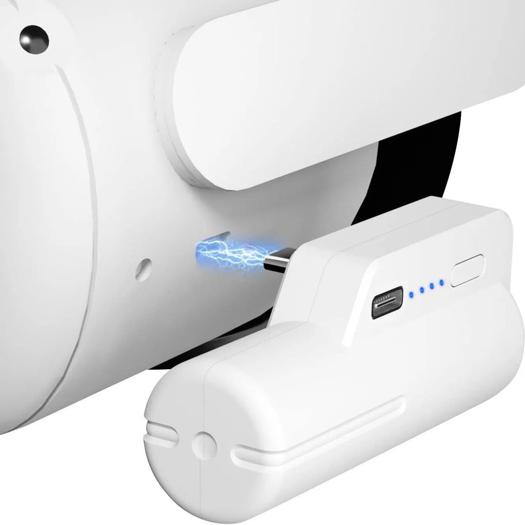 Head wear power bank with ABS construction for VR headsets, Q3 fast charge option, shown with USB cable and colour box