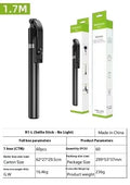 Black portable tripod selfie stick with stainless steel and alloy construction for mobile phone holder