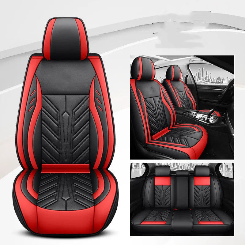 Full-leather car seat cushion with contrast stitching in Nordic Green colour on a car seat