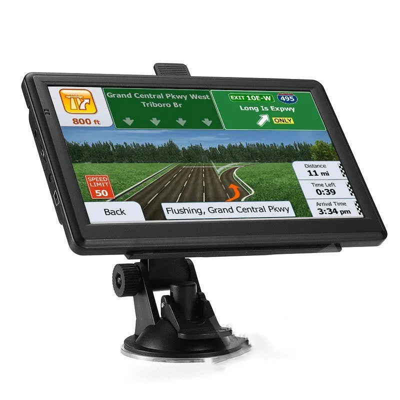 7 inch portable car GPS navigation device with bracket on dashboard