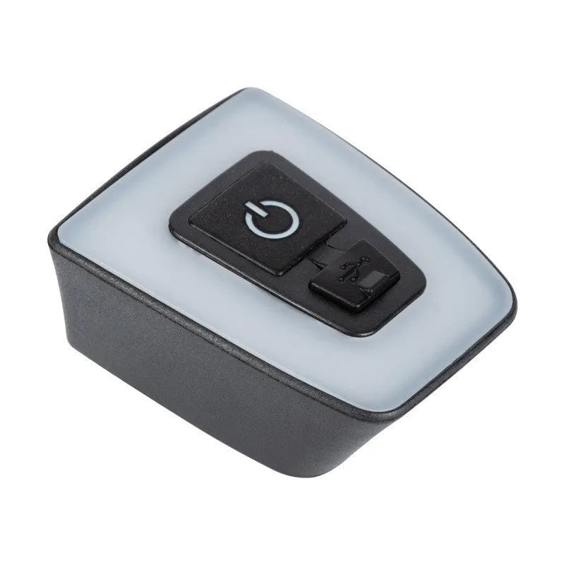 USB rechargeable bicycle taillight with 220mAh battery mounted on a seat tube, white colour