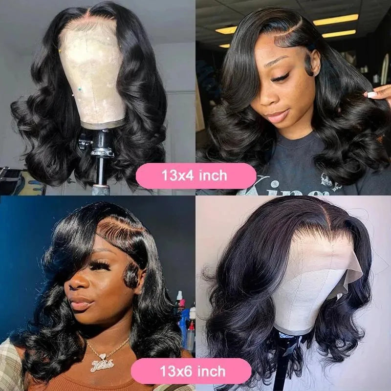 Black wavy curly human hair lace front wig natural hairline elastic band women