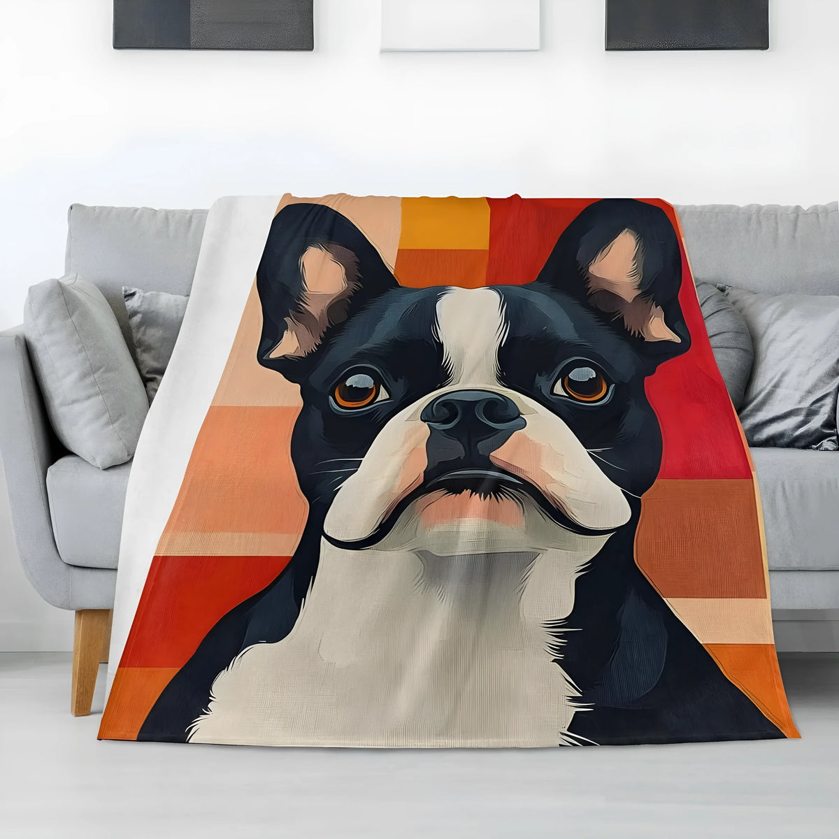 Soft polyester pet dog lover blanket with cartoon style, 100x130CM, colour option