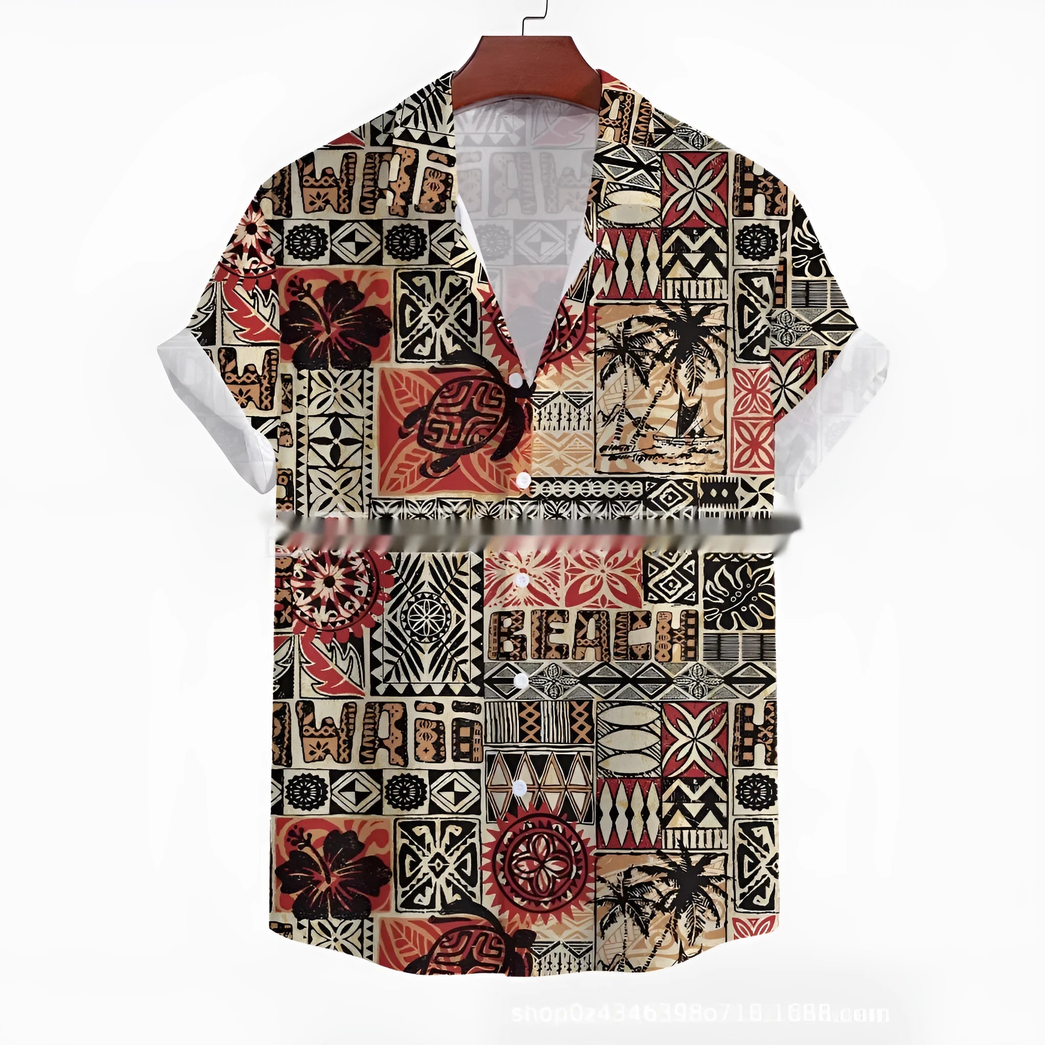 Man wearing a loose-fit short-sleeved floral print shirt in a casual cardigan style.