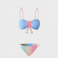 Women's lace-up bikini swimsuit with adjustable string ties and triangle top design