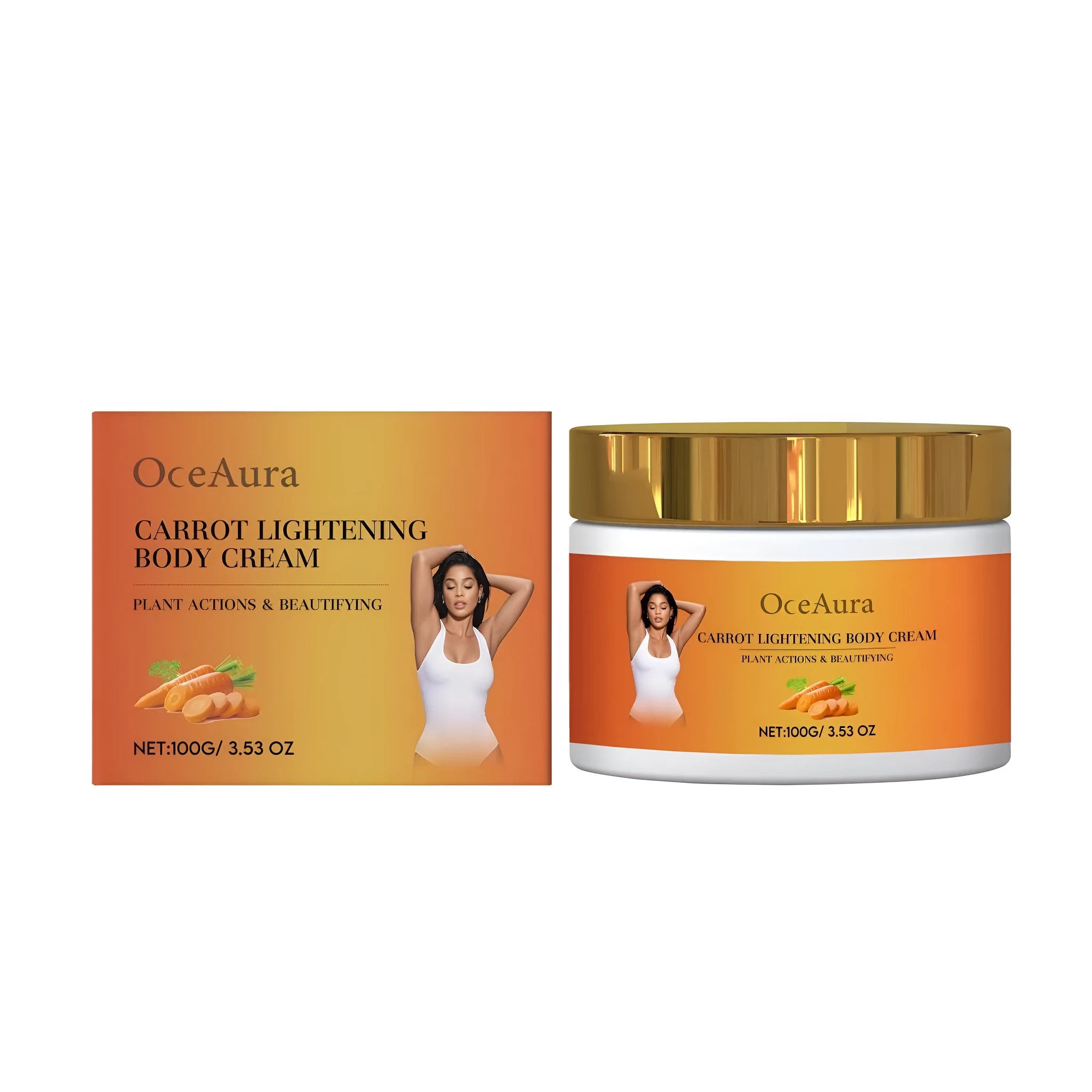100g jar of Carrot Lightening Body Cream with carrot seed oil and vitamin C