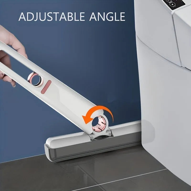 Portable self-squeezing mini mop with sponge head and ring-type push-pull wringer, 11.6 x 6.1 inch