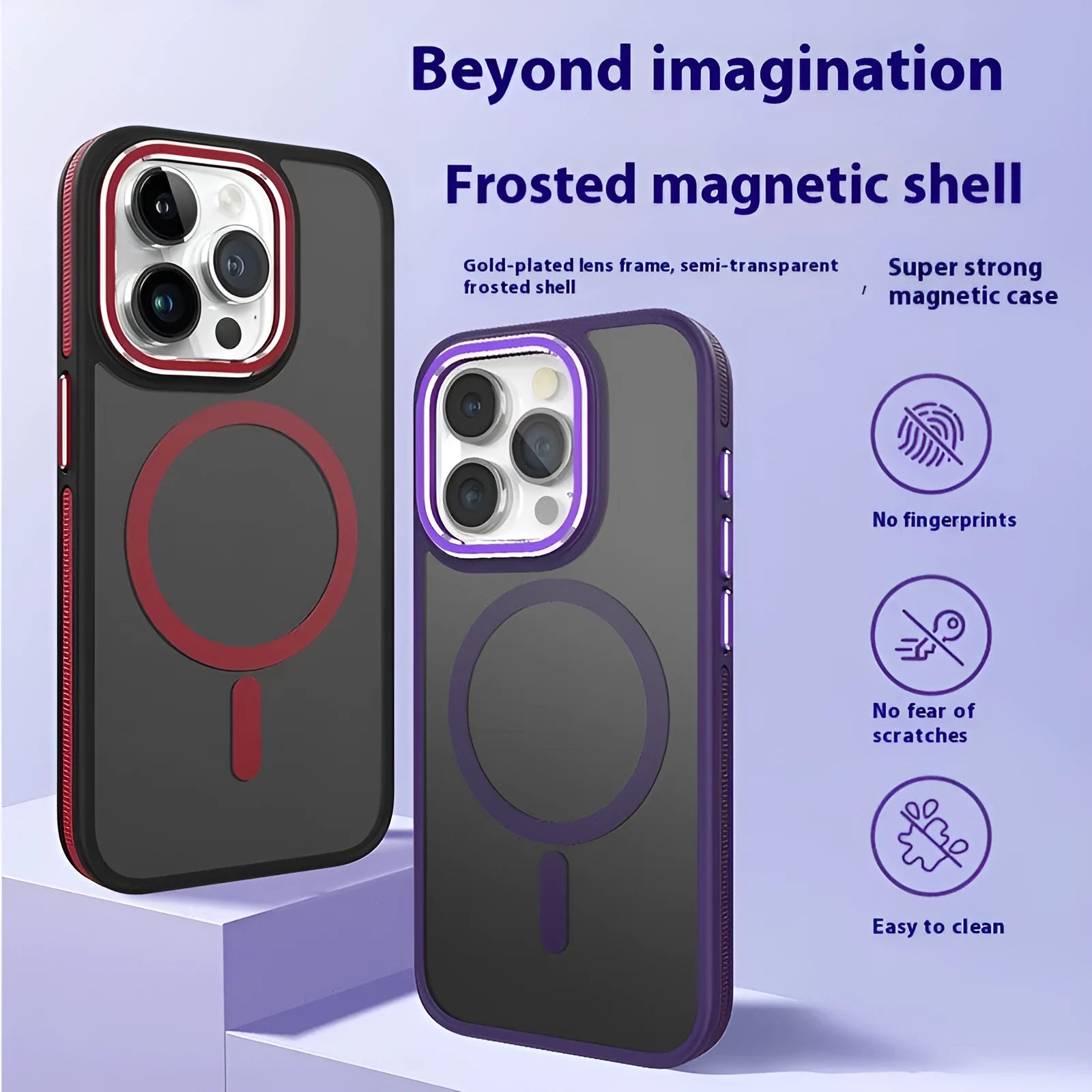 Magnetic frosted TPU phone case for iPhone 14 with metal lens ring in black