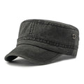 Cotton military flat top cap with adjustable strap in army green colour
