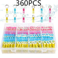 540-piece heat shrink wire connector kit with ring, fork, hook, and spade terminals, brass tin plated contacts, and flame retardant insulation
