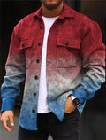 Men's long sleeve corduroy shirt in loose fit with front pocket, colour C924-8, for autumn winter casual wear