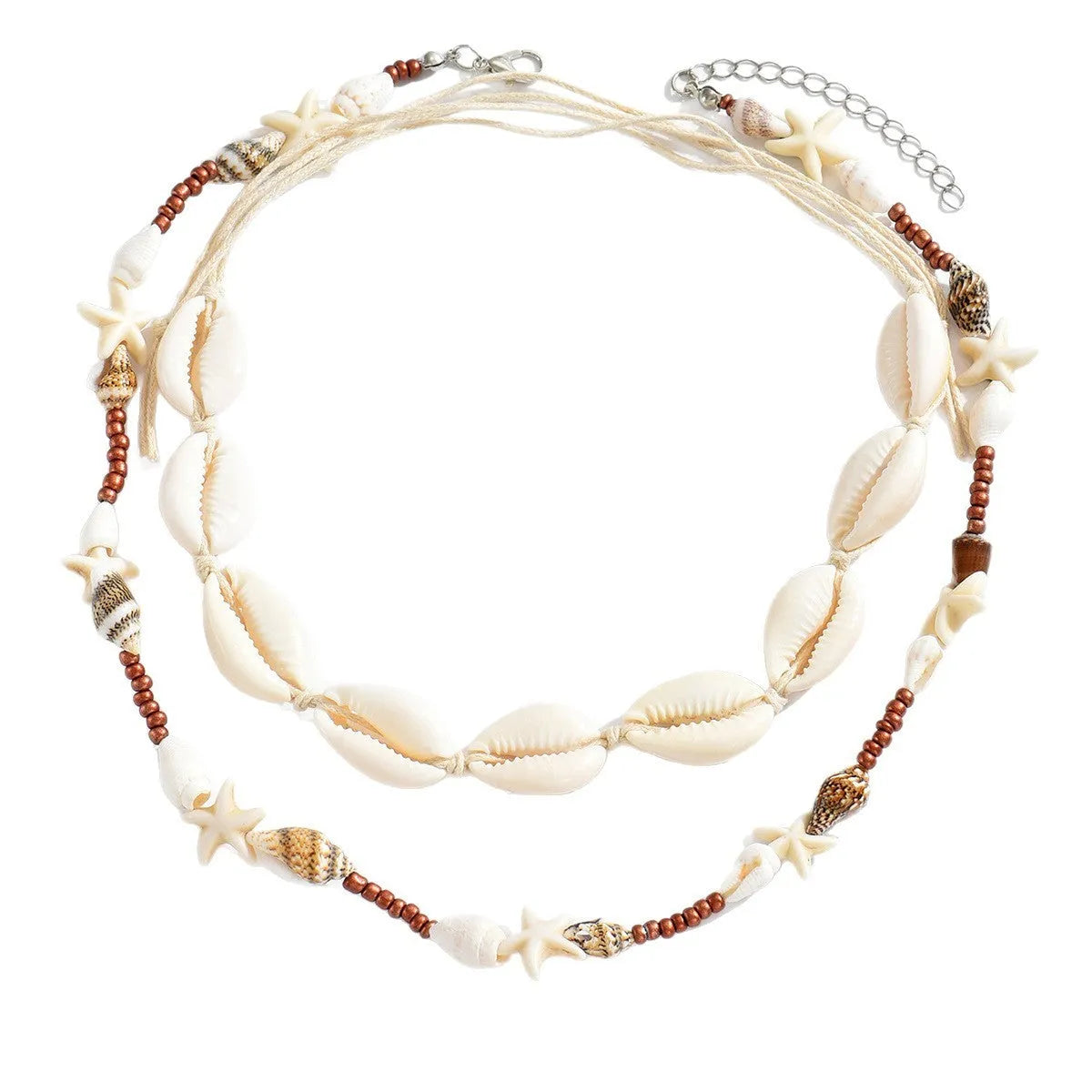 Bohemian shell necklace with geometric pendant for women in colour X1900 on regular chain