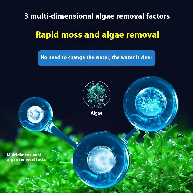 Bottle of ecological algaecide and anti-algae agent for aquarium and pond use