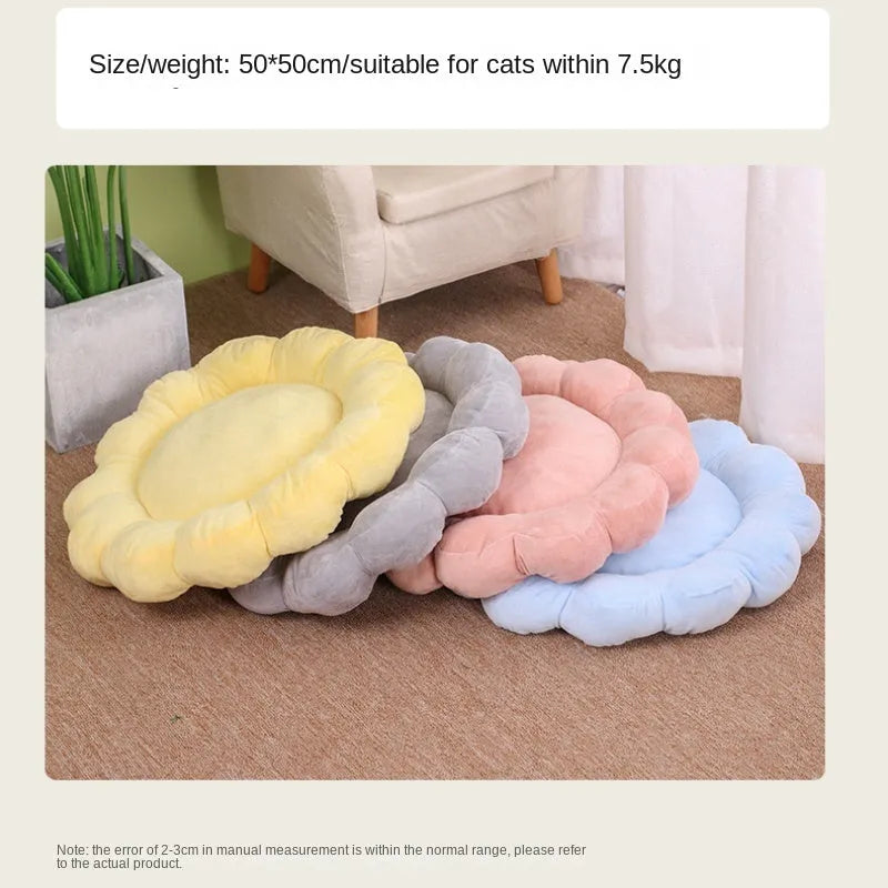 50x50 cm half-surrounded pet bed in blue with plush fabric for dogs and cats