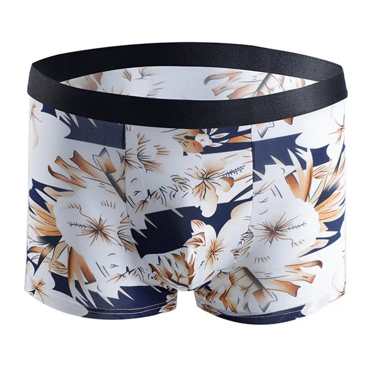 Men's plus-size personalised boxers in Ice Silk polyester fabric with mid-waist design