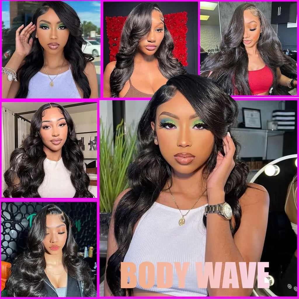 Black medium-long curly synthetic wig with a natural lace front hairline, shown from the side.