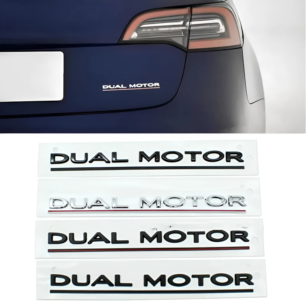 Tesla Model 3 Performance bumper sticker in ABS plastic with black and red stripes, shown at 19cm by 3cm.