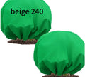 Round winter non-woven plant camera cover in green with drawstring for frost protection