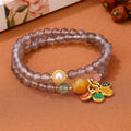 Natural gray agate bracelet with two-circle design and retro styling for women