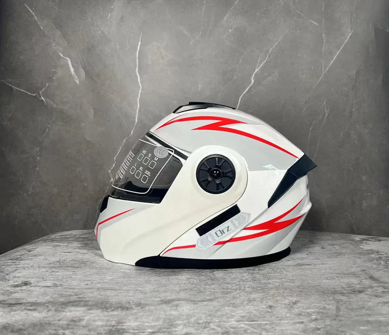 Matte black full face battery helmet for adults in sizes S M L XL on a white background.