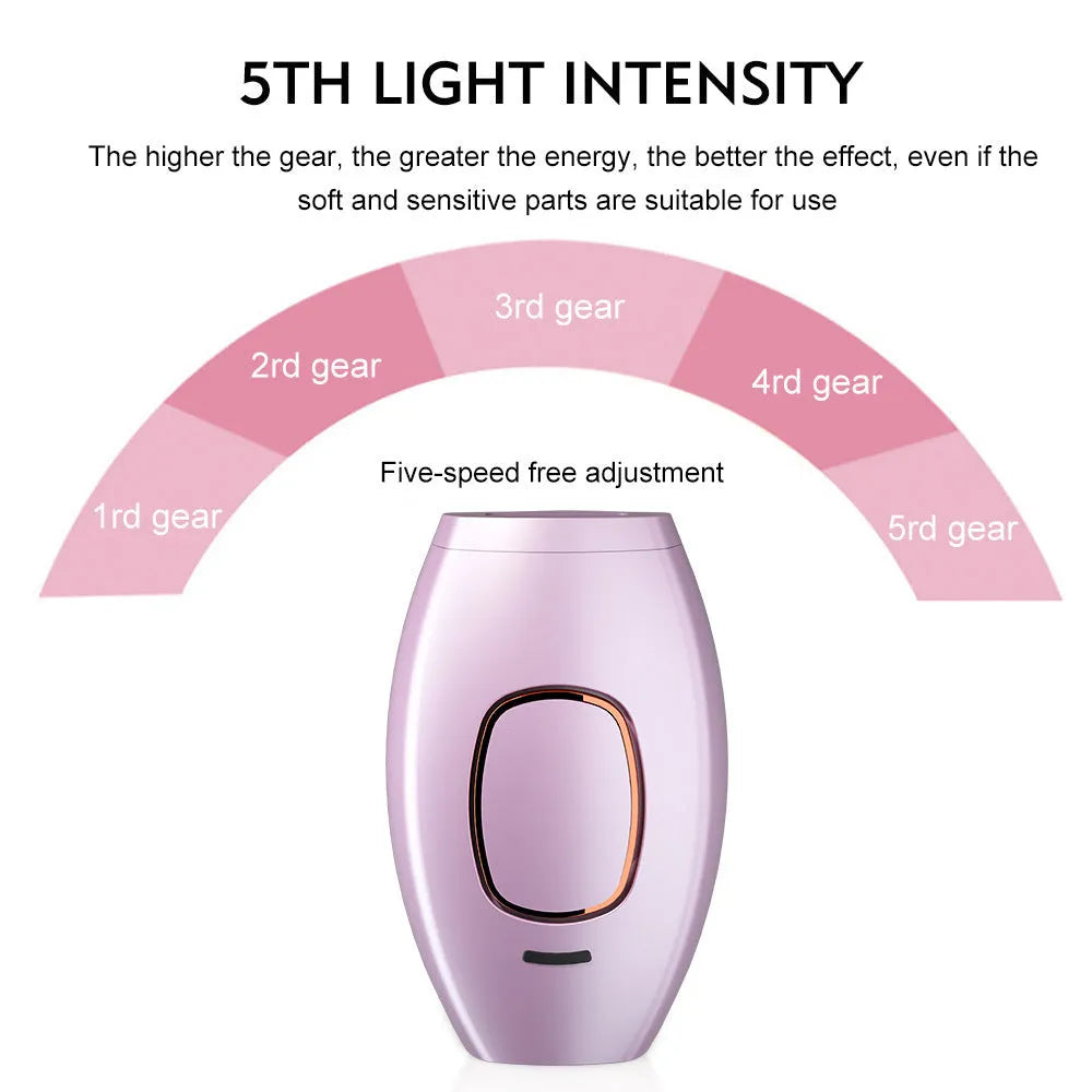 Whole body laser hair removal instrument in black white and rose gold with charger and colour box