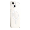Clear magnetic hard back case for iPhone on a MagSafe charging puck