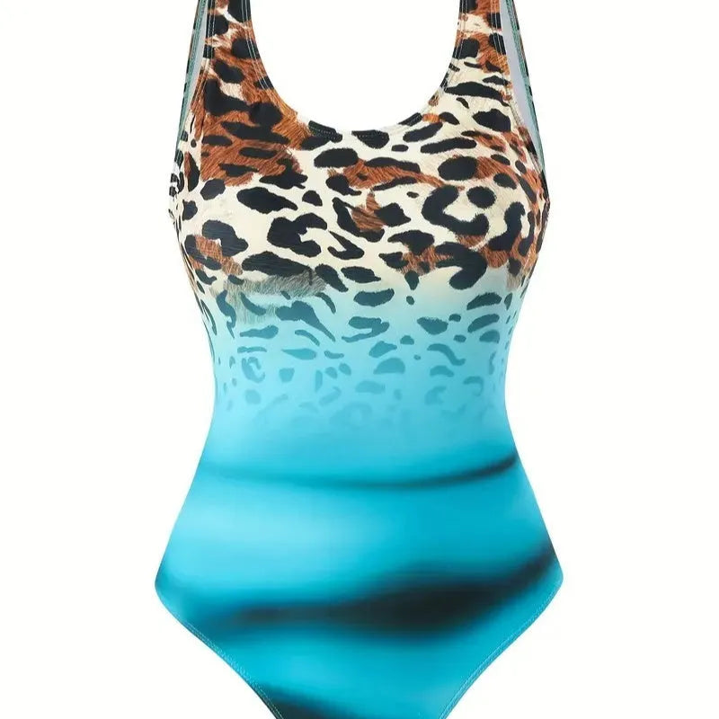 3D effect high waist suspender skirt one-piece swimsuit in colour G103Z76 on model