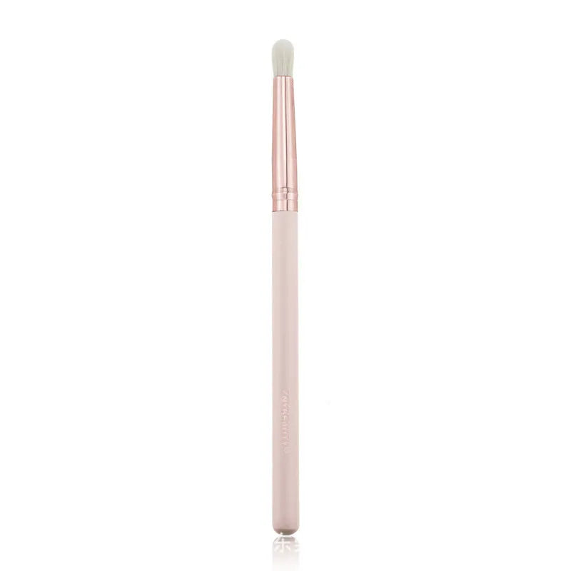 26-piece pink makeup brush set with wooden handles and wool brush hairs in PU storage bag