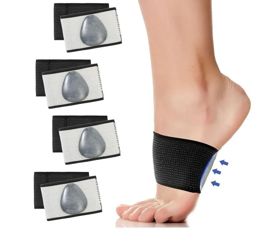 Elastic foot bandage with heart-shaped arch support pad in PU material
