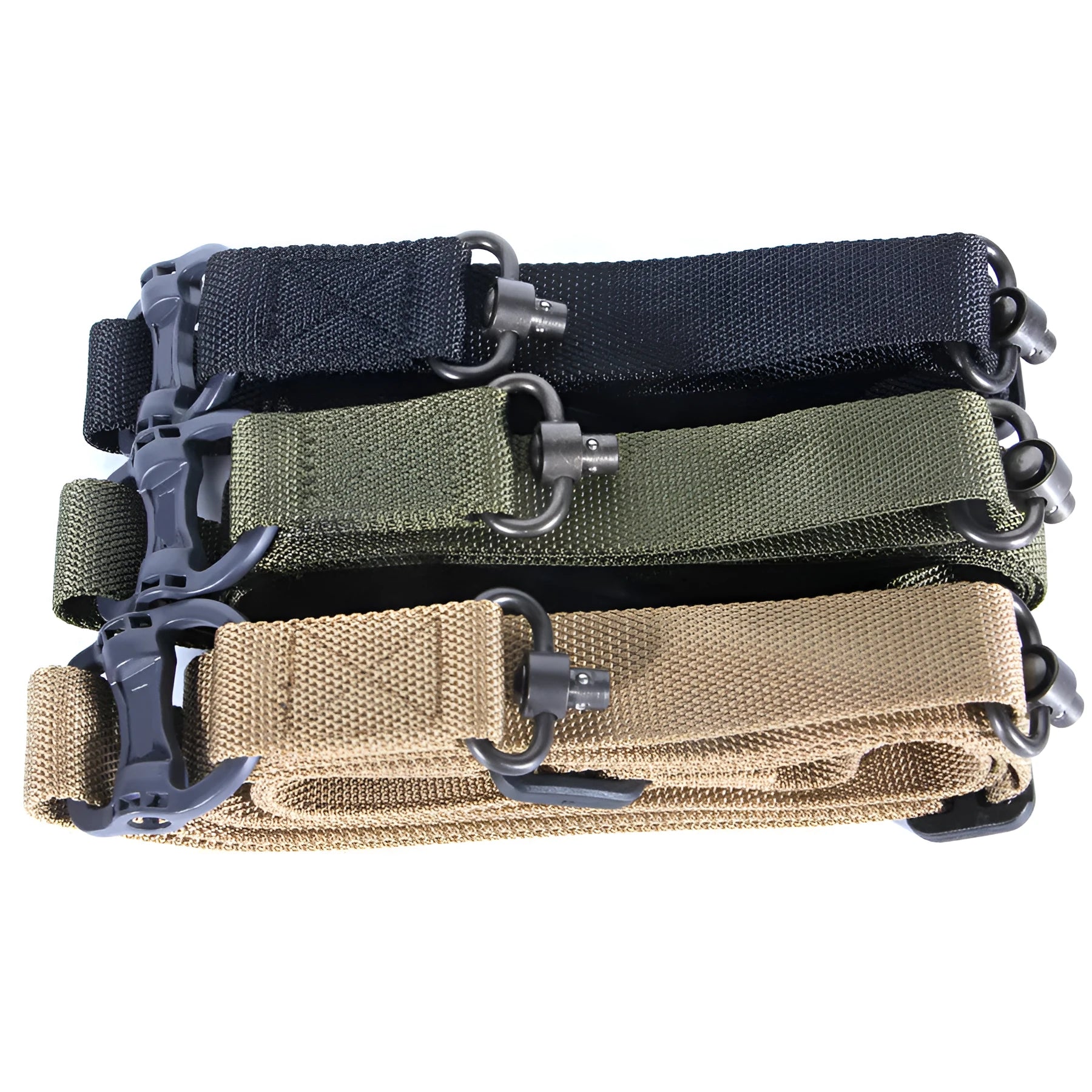 MS4 tactical nylon multifunctional task strap rope showing stretch capability in black, army green, or mud colour options