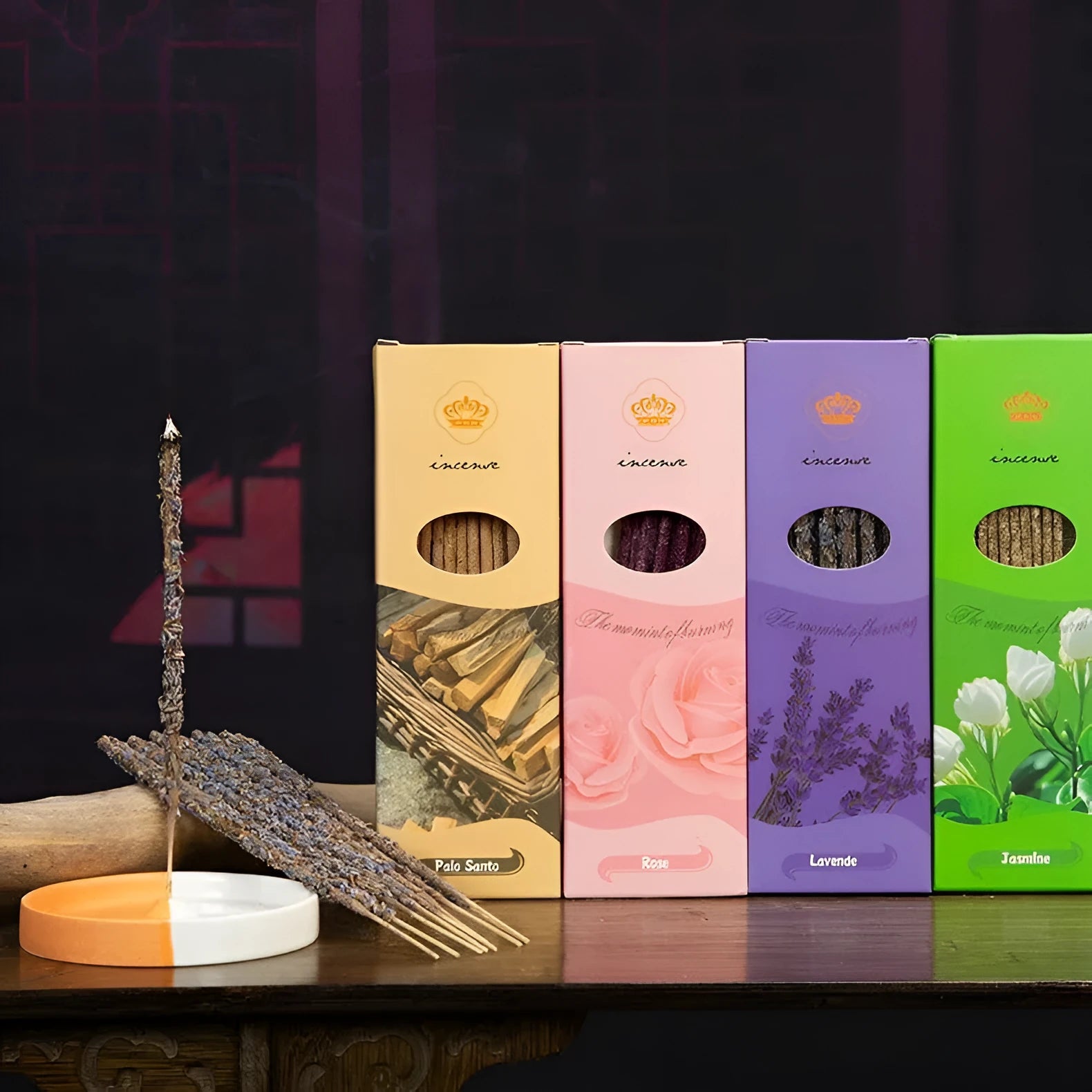 Handmade Argentinian incense sticks set with eight fragrance options including Peru Holy Wood and Romantic Lavender
