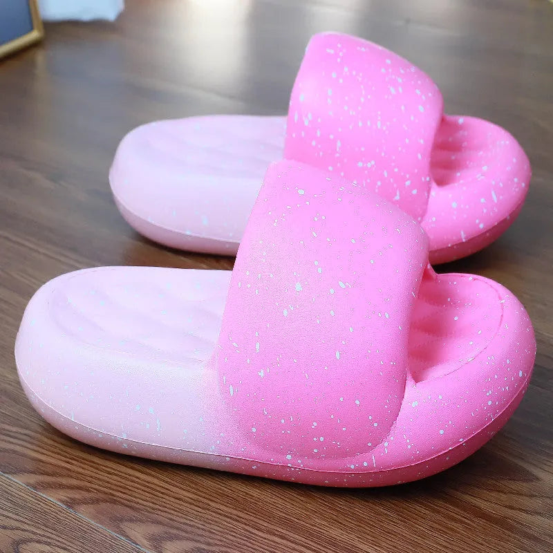 Women's mute toe ring slippers with 5CM heel in starry sky colour, EVA sole, non-slip and deodorant