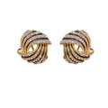 Gold plated rhinestone stud earrings with geometric ring shape and super-flash finish