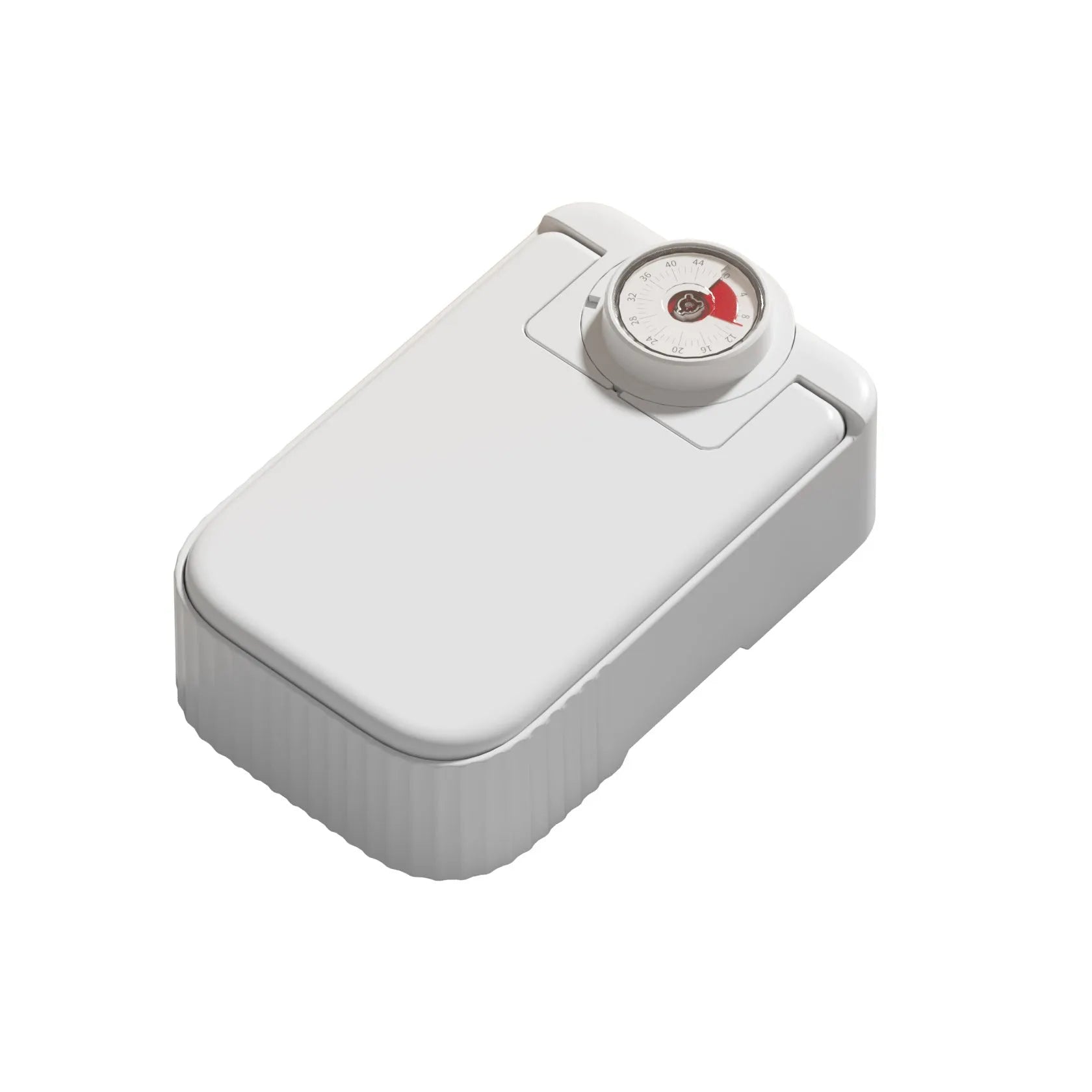 White pet single meal feeder with visual timer and ice crystal cooling box