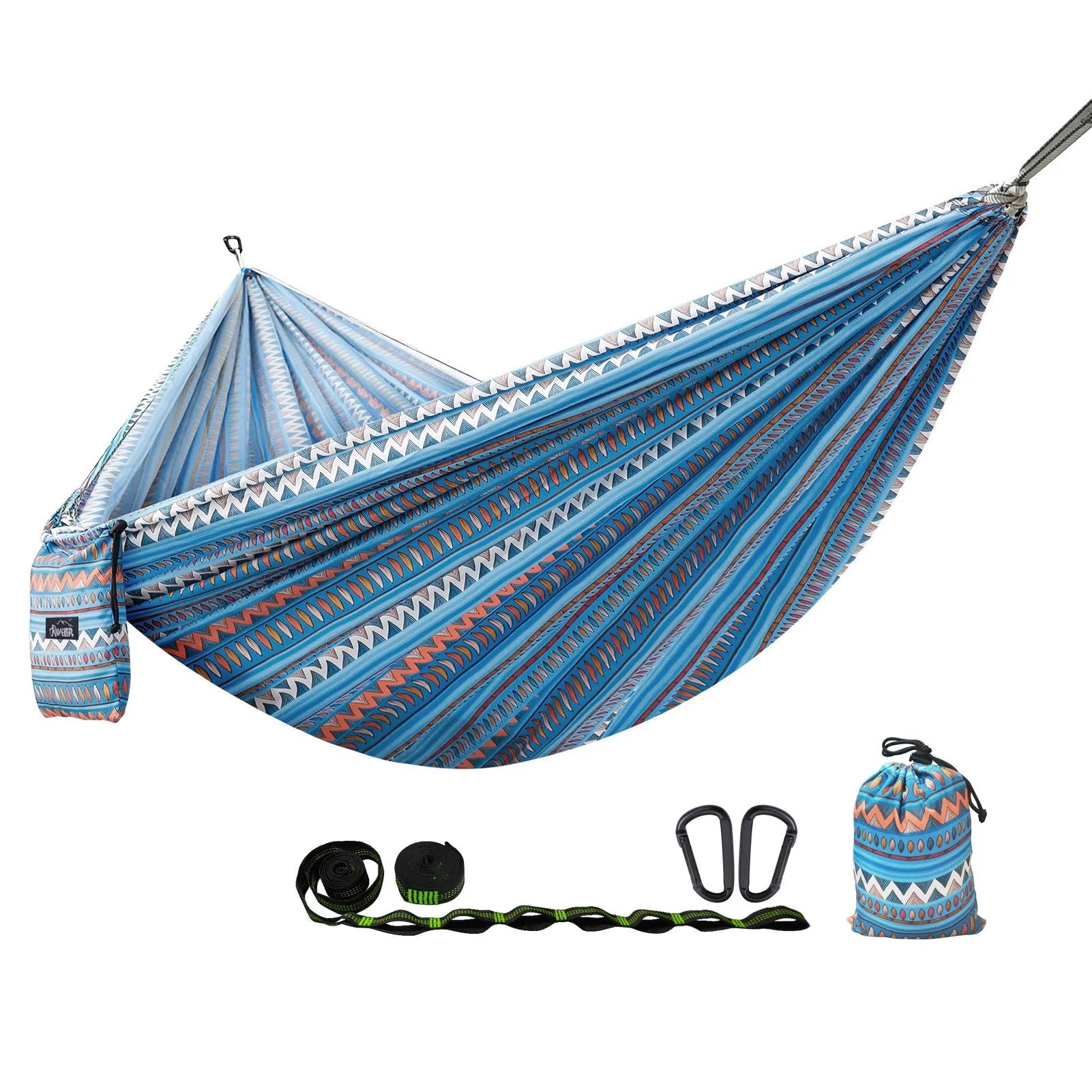 Parachute cloth printing park camping hammock in bohemian print, 260x140cm, polyester, 200kg capacity