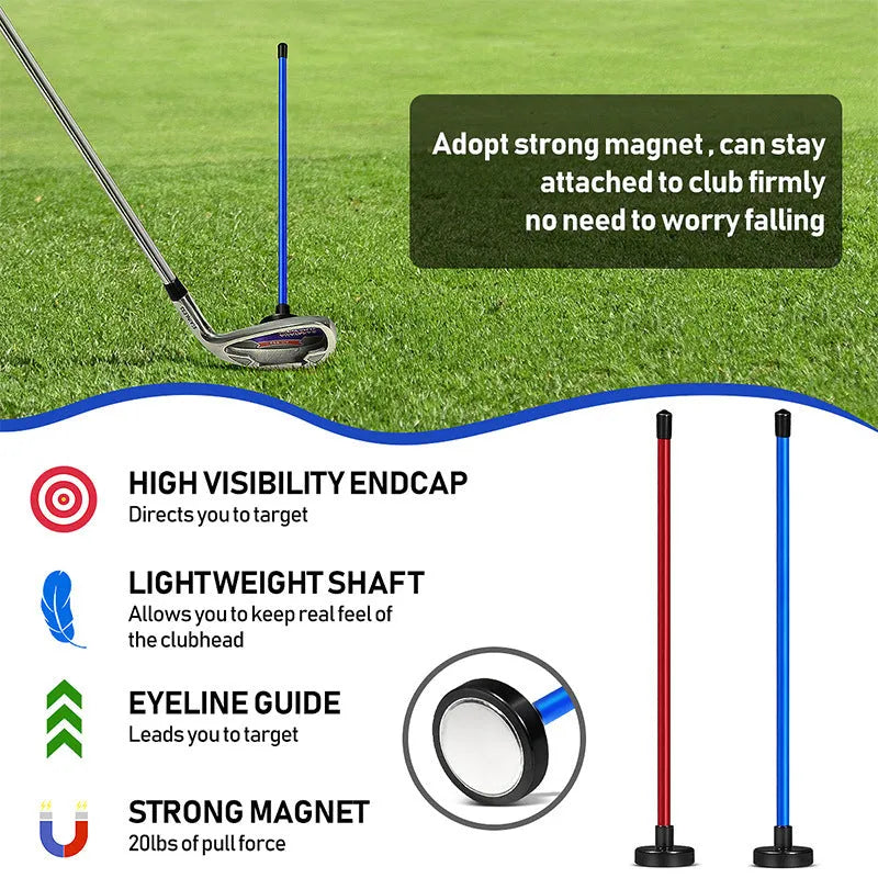 Red aluminium alloy magnetic direction alignment baseball bar golf swing training tool