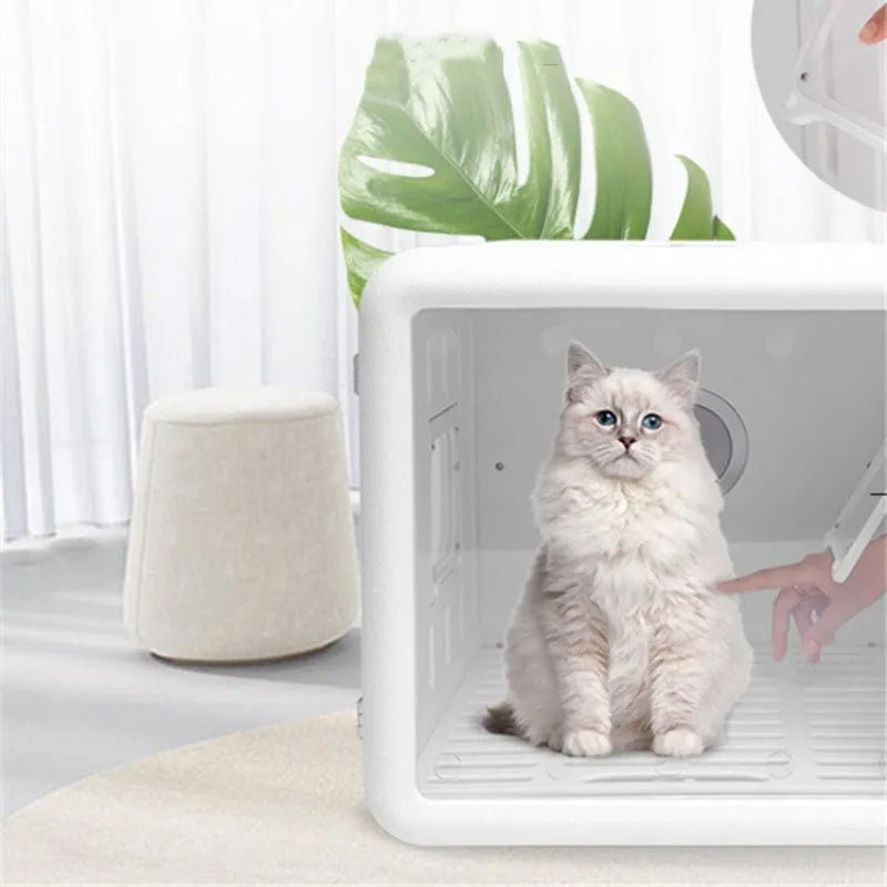 White multifunctional pet drying box with large capacity for dogs and cats