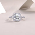 Square moissanite wedding ring, platinum plated S925 silver, 8.5mm stone, in gift box with GRA certificate