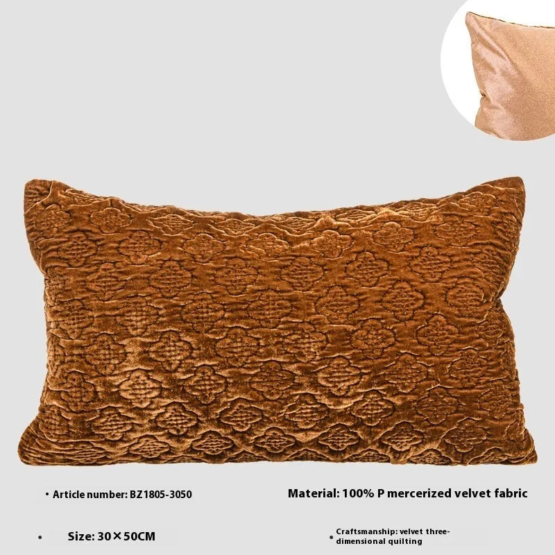 Chinese antique style quilted cushion pillow in brown gold, autumn green, or beige colours