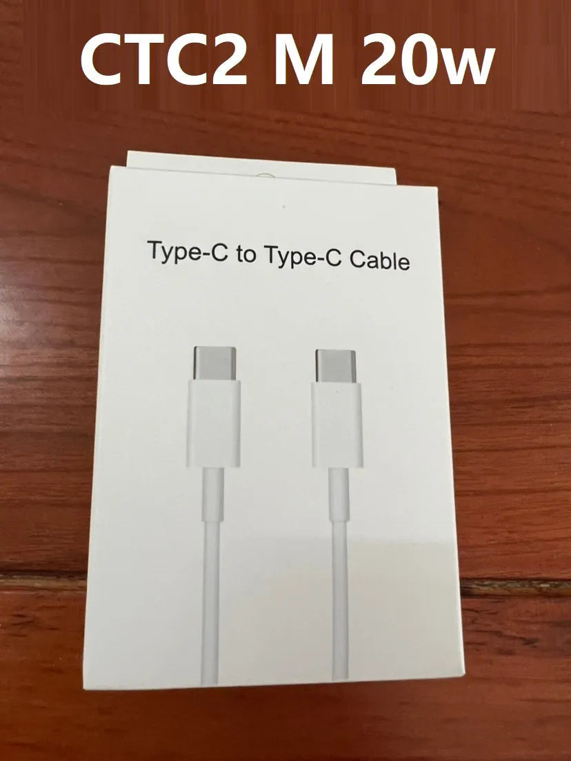 White 20W UK plug phone charger with Type-C cable in various lengths
