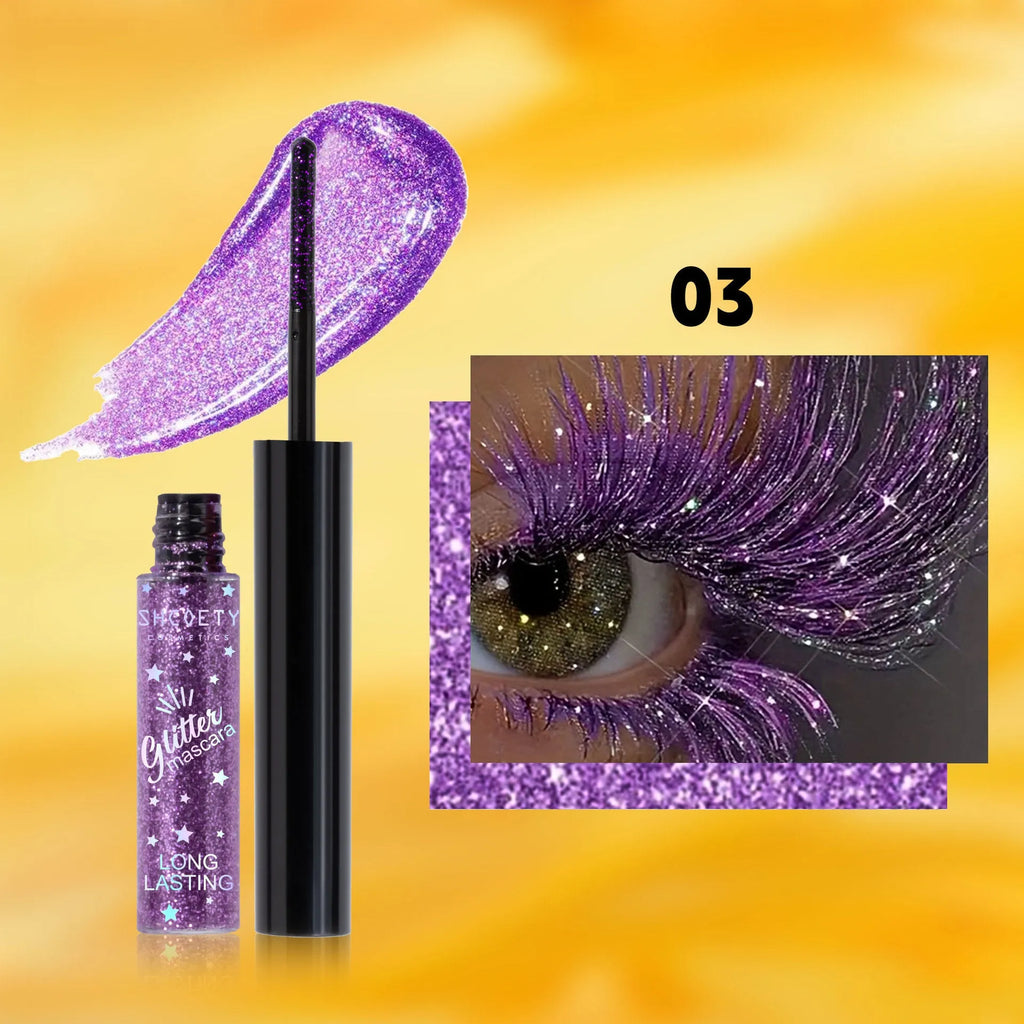 Colour mascara in 5 shades pink gold purple blue iron grey waterproof long curl