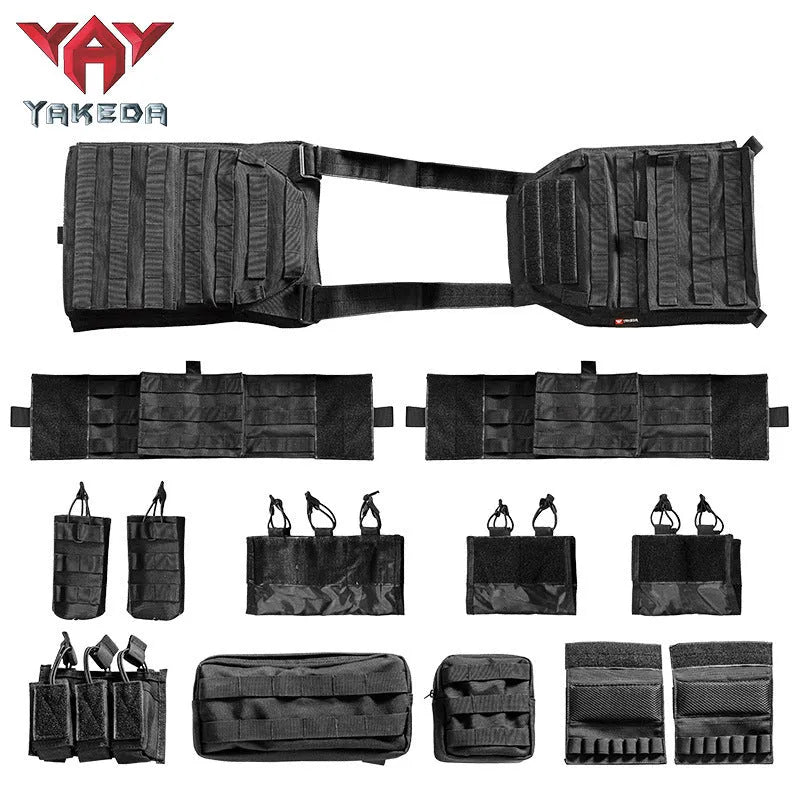 Outward quick dismantling 6094 tactical vest in black CP camouflage with adjustable waist and 1000D polyester construction for outdoor training